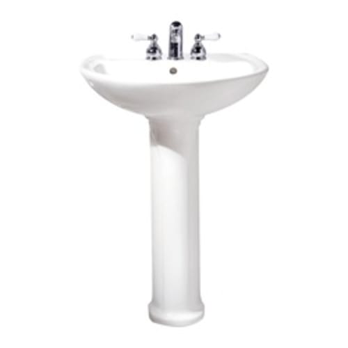 American Standard 0236.411.020 Cadet® Bathroom Sink With Rear Overflow, Oval, 4 in Faucet Hole Spacing, 24-1/2 in W x 20 in D x 35 in H, Pedestal Mount, Vitreous China, White, Domestic