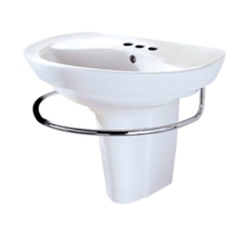 American Standard 0268.444.020 Ravenna™ Bathroom Sink With Rear Overflow, Round, 4 in Faucet Hole Spacing, 24-1/4 in W x 20 in D x 18-3/8 in H, Semi-Pedestal/Wall Mount, Vitreous China, White, Import