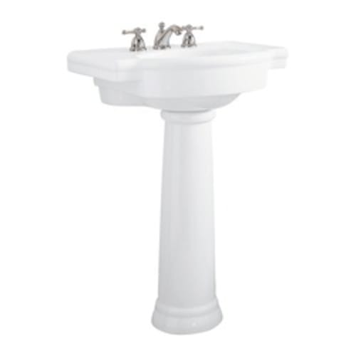 American Standard 0282.800.020 Retrospect® Bathroom Pedestal Sink With Hidden Front Overflow, Rectangular, 8 in Faucet Hole Spacing, 27 in W x 19-3/4 in D x 36 in H, Pedestal Mount, Fireclay/Metal, White, Import