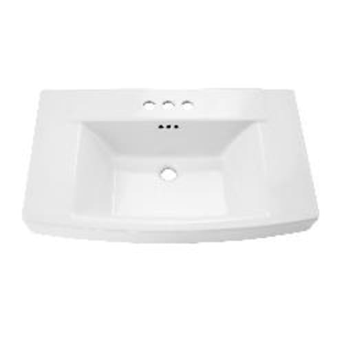 American Standard 0328.004.020 Townsend® Bathroom Sink, Rectangle Shape, 4 in Faucet Hole Spacing, Pedestal Mount, Fireclay, White, Import