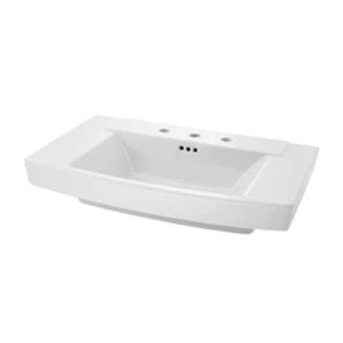 American Standard 0328.008.020 Townsend® Bathroom Sink, Rectangular, 8 in Faucet Hole Spacing, Pedestal Mount, Fine Fireclay, White, Import