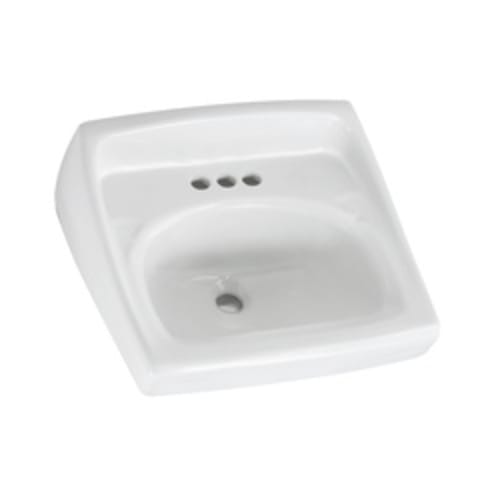 American Standard 0355.027.020 Lucerne™ Bathroom Sink With Front Overflow, D-Shape, 4 in Faucet Hole Spacing, 20-1/2 in W x 18-1/4 in D, Wall Mount, Vitreous China, White, Import