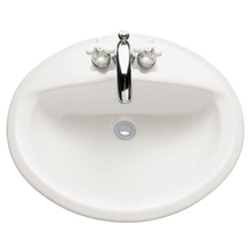 American Standard 0476.028.020 Aqualyn® Self-Rimming Bathroom Sink With Front Overflow, Oval, 4 in Faucet Hole Spacing, 20-3/8 in W x 17-3/8 in D x 7 in H, Countertop/Drop-In Mount, Vitreous China, White, Domestic