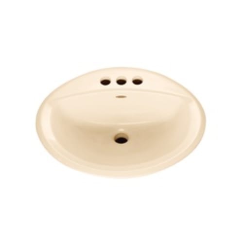 American Standard 0476.028.021 Aqualyn® Self-Rimming Bathroom Sink With Front Overflow, Oval, 4 in Faucet Hole Spacing, 20-3/8 in W x 17-3/8 in D x 7 in H, Countertop/Drop-In Mount, Vitreous China, Bone, Domestic