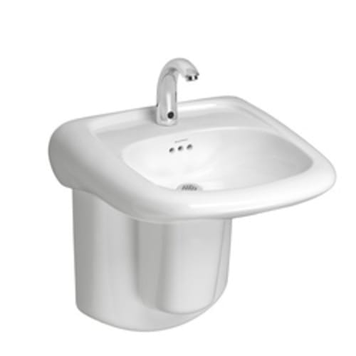 American Standard 0955.001EC.020 Murro™ Universal Design Lavatory Sink, Rectangular, 21-7/16 in W x 17-3/4 in D x 6-1/4 in H, Wall-Hung Mount, Vitreous China, White, Domestic