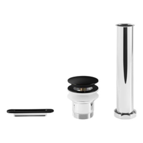 American Standard 1582000.243 Overflow Cover and Drain Kit With Tap Actuated Pop-Up Drain, Metal, Matte Black