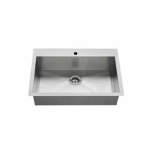 American Standard 18SB.9332211.075 Edgewater™ Kitchen Sink With Bottom Grids, Rectangular, 1 Faucet Hole, 22 in W x 9 in D, Dual Mount, Stainless Steel, Import