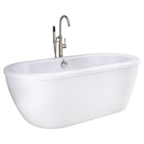 American Standard 2764014M202.011 Cadet® Bathtub, Soaking Hydrotherapy, Oval, 64-5/8 in L x 30-5/8 in W, Center Drain, Arctic™, Import