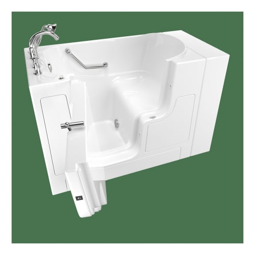 American Standard 3052OD.709.SLW-PC Gelcoat Value Gelcoat WIT Bathtub With Faucet, Soaking, Rectangular Shape, 52 in L x 30 in W, Left Hand Drain, Polished Chrome/White