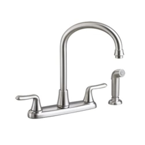 American Standard 4275.551.075 Colony® Soft Kitchen Faucet With Separate Color-Matched Handspray, 2.2 gpm, 4 Faucet Holes, 2 Handles, Stainless Steel, Import