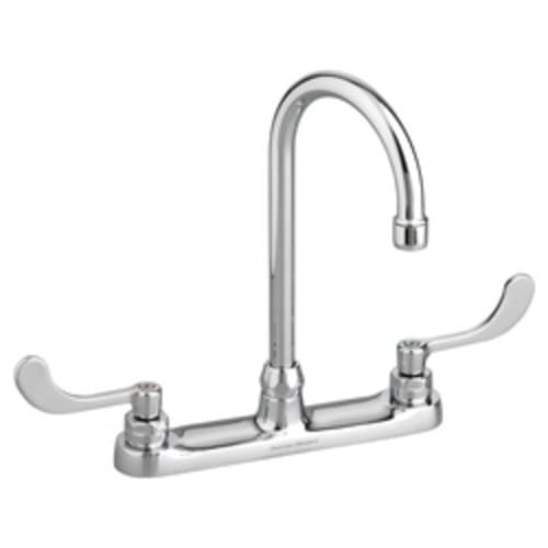 American Standard 6405170.002 Portsmouth® Kitchen Faucet, 1.5 gpm Flow Rate, 8 in Center, Rigid/Swivel Gooseneck Spout, Polished Chrome, 2 Handles, Import