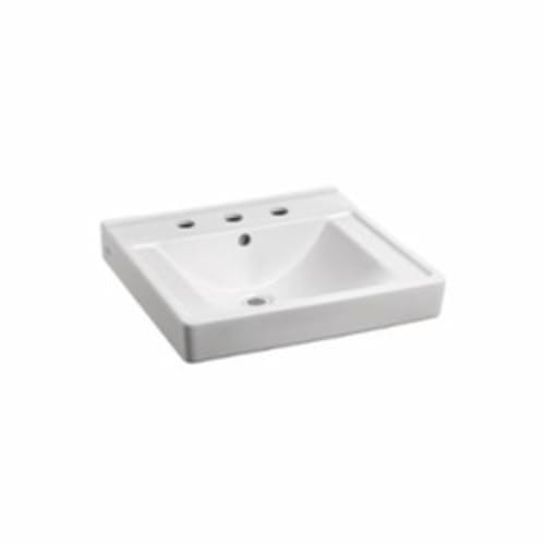 American Standard 9024.008EC.020 Decorum® Barrier-Free Bathroom Sink, Square, 8 in Faucet Hole Spacing, 20 in W x 18-1/4 in D, Wall-Hung Mount, Vitreous China, White, Import