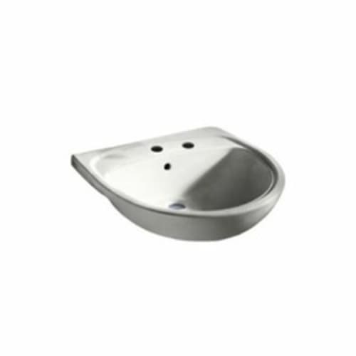 American Standard 9960.070.020 Mezzo™ Self-Rimming Bathroom Sink With Rear Overflow, Oval, 22 in W x 21-1/2 in D x 6 in H, Semi-Countertop Mount, Fireclay, White, Import