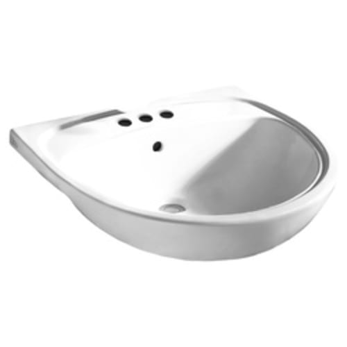 American Standard 9960.403.020 Mezzo™ Self-Rimming Bathroom Sink With Rear Overflow, Oval, 4 in Faucet Hole Spacing, 22 in W x 21-1/2 in D x 6 in H, Semi-Countertop Mount, Fireclay, White, Import