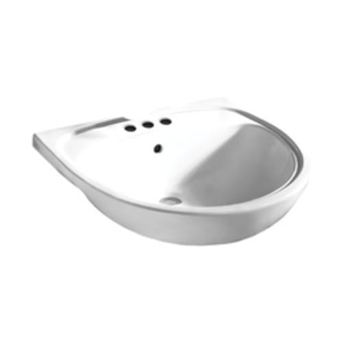 American Standard 9960.803.020 Mezzo™ Self-Rimming Bathroom Sink With Rear Overflow, Oval, 8 in Faucet Hole Spacing, 22 in W x 21-1/2 in D x 6 in H, Semi-Countertop Mount, Fireclay, White, Import