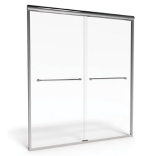 American Standard AM00390400.213 Euro Sliding Shower Door, 56 to 60 in W Opening, Frameless, 1/4 in THK Glass, Silver, Domestic