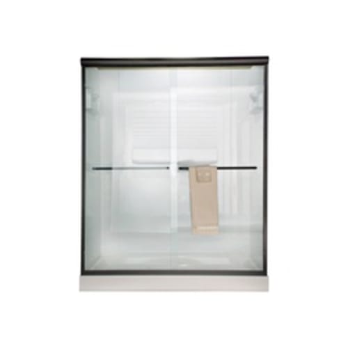 American Standard AM00394400.213 Euro Sliding Shower Door, 56 to 60 in W Opening, Frameless, 1/4 in THK Glass, Silver, Domestic