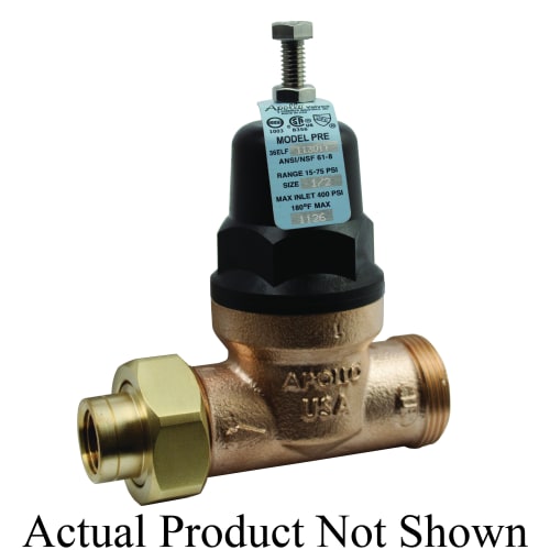 Apollo™ 36ELF-124-01T Double Union Lead Free Pressure Reducing Valve, 3/4 in, FNPT, 15 to 75 psi, Bronze Body, Domestic