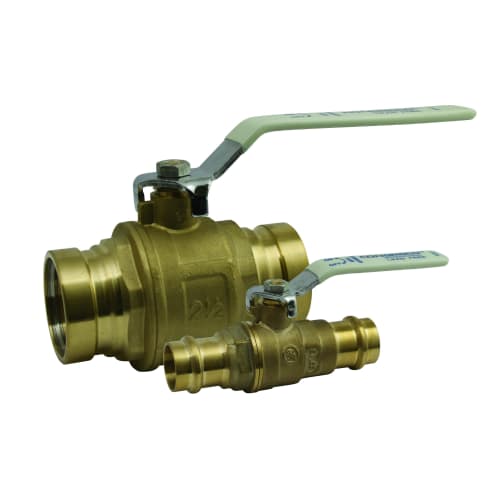 Apollo™ 94VLF10701A 94VLF-A 2-Piece Ball Valve, 1-1/2 in Nominal, Press End Style, Brass Body, Full Port, EPDM/PTFE Softgoods, Import