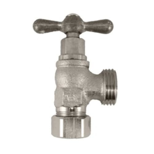 Arrowhead 221CCLF Heavy Pattern Washing Machine Valve, 1/2 x 3/4 in, Compression x Male Hose, 125 psi, Red Brass Body