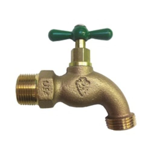 Arrowhead Brass 301LF Heavy Duty Standard Hose Bib, 1/2 x 3/4 in Nominal, MNPT x Hose End Style, Red Brass Body, T-Handle Actuator
