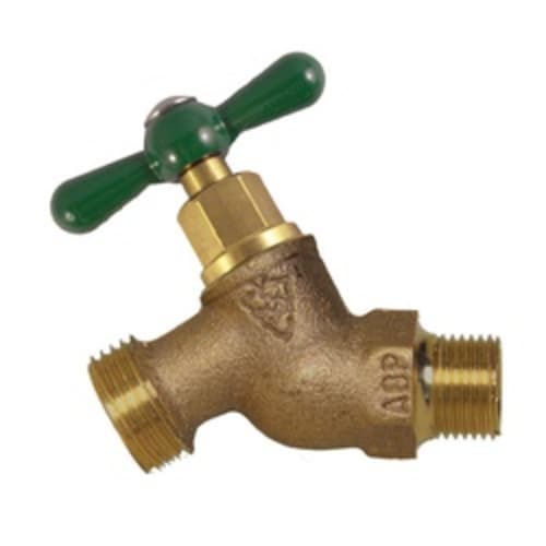 Arrowhead Brass 351LF Heavy Duty No-Kink Hose Bib, 1/2 x 3/4 in Nominal, MNPT x Hose End Style, Red Brass Body, T-Handle Actuator