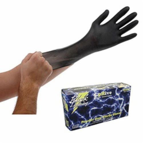 Atlantic Safety BL-L Lightning Disposable Gloves, L, Black, Ambidextrous/Straight Finger, Nitrile