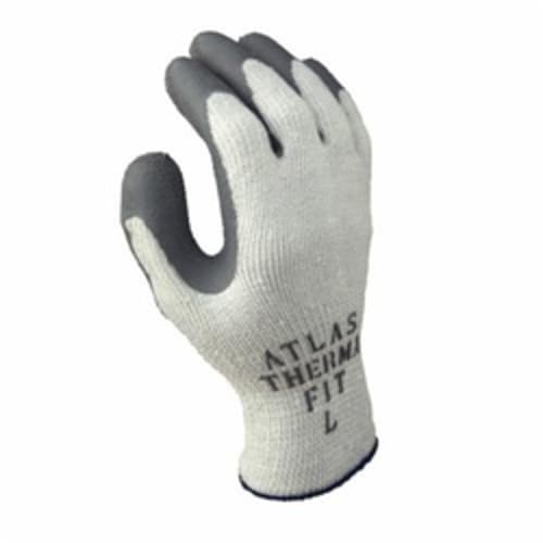 Atlas® by Showa Best 451L-09RT Therma-Fit® 451 Insulating General Purpose Gloves, Coated/Multi-Purpose, Straight Thumb Style, L/SZ 9, Natural Rubber Latex Palm, 10 ga Acrylic/Cotton/Polyester, Dark Gray/Gray, Elastic/Knit Wrist Cuff