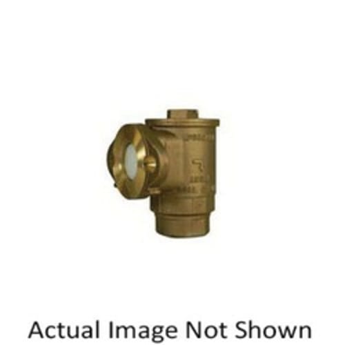 McDonald® 5135-367 712C7DE Angle Dual Check Valve With 1 in Tap in Cap, 2 in, Oval Meter Flange with Meter Support Bracket x FNPT Integral, Brass Body