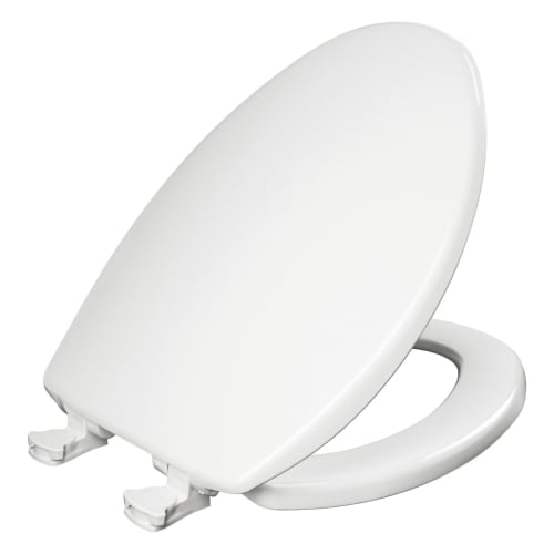 Bemis® 7300EC 000 Toilet Seat With Cover, Elongated Bowl, Closed Front, Plastic, White, Quick Release Hinge, Domestic