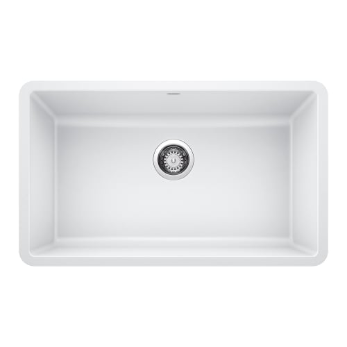 Blanco 442533 PRECIS™ SILGRANIT® Composite Sink, White, Rectangle Shape, 28 in L x 16 in W x 9-1/2 in D Bowl, 30 in L x 18 in W, Under Mount, Granite