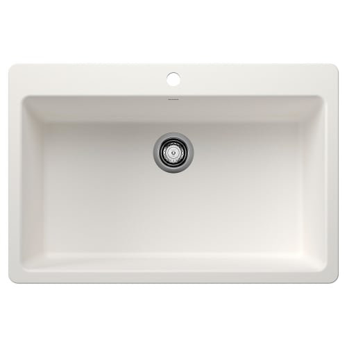Blanco 443197 SILGRANIT Kitchen Sink, Rectangle Shape, 1 Faucet Holes, 33 in W x 22 in D, Granite, White, Import