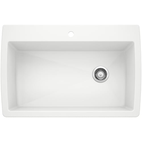 Blanco 440195 DIAMOND™ SILGRANIT® II Kitchen Sink, Rectangular, 1 Faucet Hole, 32-1/2 in W x 22 in D, Drop-In Mount, Granite Composite, White, Import