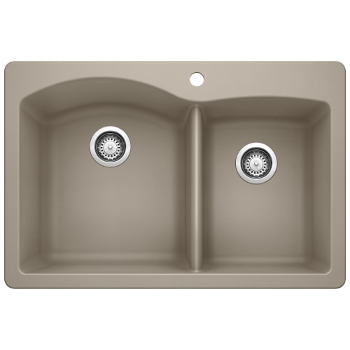 Blanco 441283 DIAMOND™ SILGRANIT® II Kitchen Sink, Rectangular, 1 Faucet Hole, 33 in W x 22 in D, Drop-In Mount, Granite, Truffle, Import