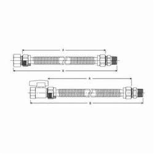 BrassCraft® ProCoat® CSSD54-48 Gas Connector, 1/2 in, FNPT Straight x MNPT Straight, 48 in L, 304L Stainless Steel, Domestic