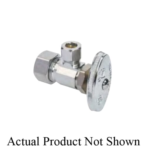 BrassCraft® OCR19L1X CB Multi-Turn Angle Stop, 5/8 x 3/8 in Nominal, Compression, 125 psi, Brass Body, Polished Chrome, Domestic