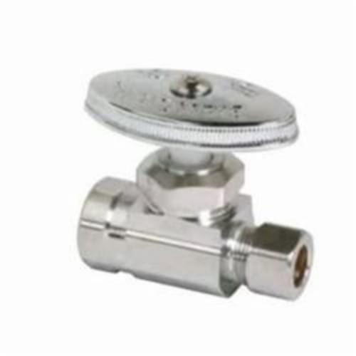 BrassCraft® OR32X C Multi-Turn Straight Stop, 1/2 in Nominal, FNPT x Compression, 125 psi, Brass Body, Polished Chrome, Domestic