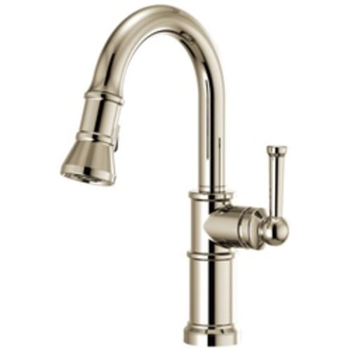 Brizo® 63925LF-PN Artesso® Pull-Down Prep Faucet, 1.8 gpm, Polished Nickel, 1 Handles, Domestic