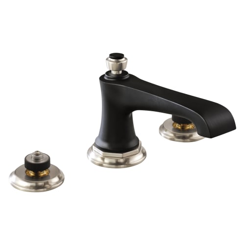 Brizo® 65360LF-NKBLLHP Rook™ Widespread Lavatory Faucet, 1.5 gpm, 3 in H Spout, 6 to 16 in Center, Luxe Nickel/Matte Black, Pop-Up Drain, Import, Commercial