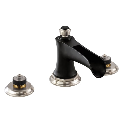 Brizo® 65361LF-NKBLLHP Rook™ Widespread Lavatory Faucet, Commercial, 1.5 gpm Flow Rate, 3 in H Spout, 6 to 16 in Center, Luxe Nickel/Matte Black, Pop-Up Drain, Import