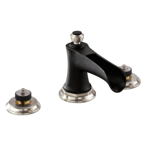 Brizo® 65361LF-NKBLLHP-ECO Rook™ Widespread Lavatory Faucet, 1.2 gpm, 3 in H Spout, 6 to 16 in Center, Luxe Nickel/Matte Black, Pop-Up Drain, Import, Commercial