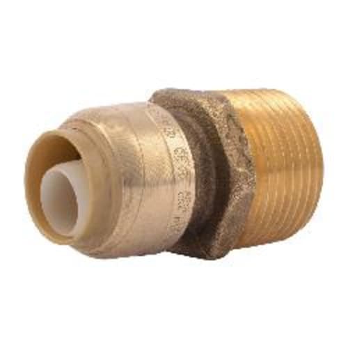 Sharkbite® U116LF Male Reducing Connector, 1/2 x 3/4 in Nominal, Push-Fit x MNPT End Style, Brass, Import