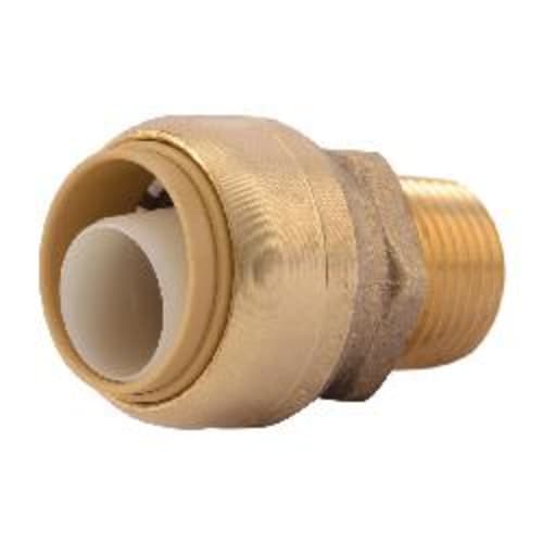 Sharkbite® U138LF Bullnose Male Connector, 3/4 x 1/2 in Nominal, Push-Fit x MNPT End Style, Brass, Import