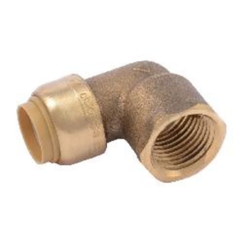 Sharkbite® U454LF Pipe Reducing Tee, 3/4 x 1/2 x 1/2 in Nominal, FNPT End Style, Brass, Import