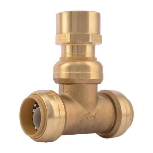 Sharkbite® U464LF Female Center Tee, 1 in Nominal, FNPT End Style, Brass, Import