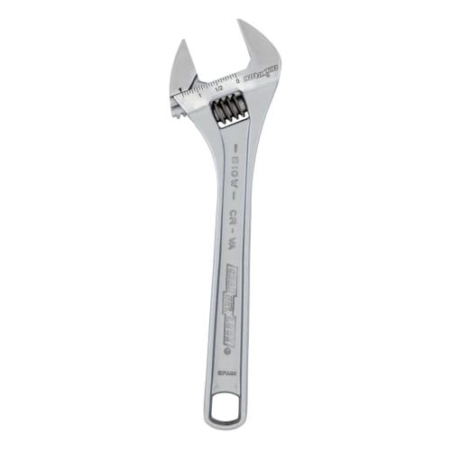Channellock® 810W Uninsulated Adjustable Wrench, 1.38 in, Polished Chrome, 10 in OAL, Chrome Vanadium Steel Body, Chrome Vanadium Steel