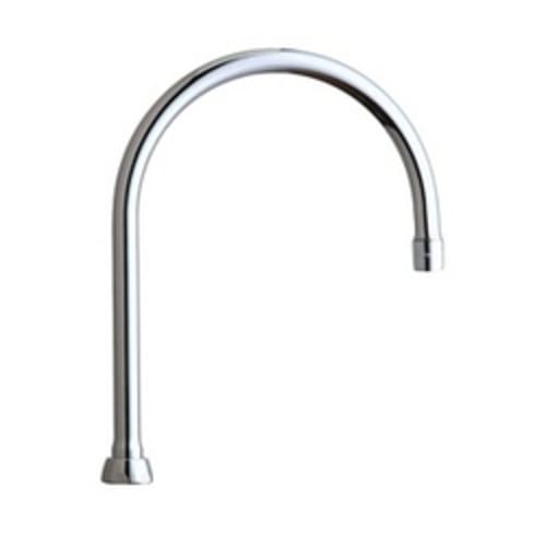 Chicago Faucet® GN8AE3JKABCP Rigid/Swing Gooseneck Spout, 8 in L x 6 in H, Brass, Chrome Plated, Domestic