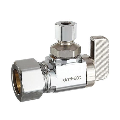 dahl dahal-Eco™ mini-ball™ 611-33-30 Angle Supply Stop, 5/8 x 1/4 in Nominal, Compression End Style, 250 psi Pressure, Brass Body, Polished Chrome, Import