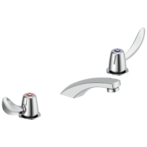 DELTA® 23C332 TECK® Widespread Lavatory Faucet, Commercial, 1.5 gpm Flow Rate, 2 in H Spout, 6 to 12 in Center, Polished Chrome, 2 Handles, Import