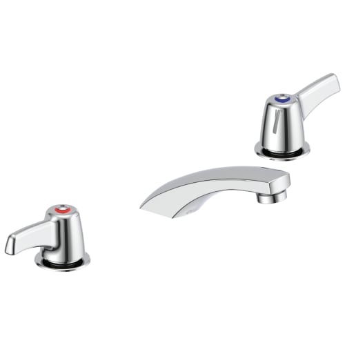 DELTA® 23C333 TECK® Widespread Lavatory Faucet, Commercial, 1.5 gpm Flow Rate, 2 in H Spout, 6 to 12 in Center, Polished Chrome, 2 Handles, Import